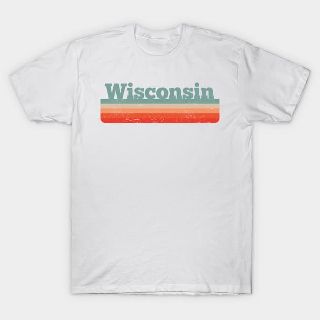 Vintage Wisconsin Distressed Retro 80s 90s T-Shirt by plainlyfashion